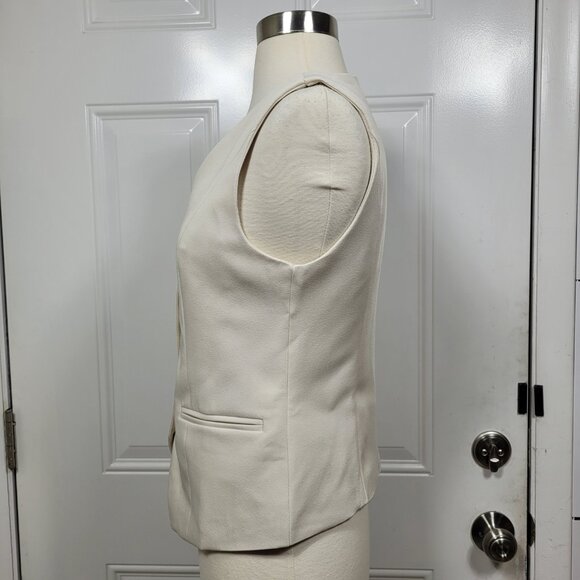 NWT Women's Button Front Waistcoat V-Neck Dressy Vest Sleeveless Cream Size XS - Picture 4 of 6